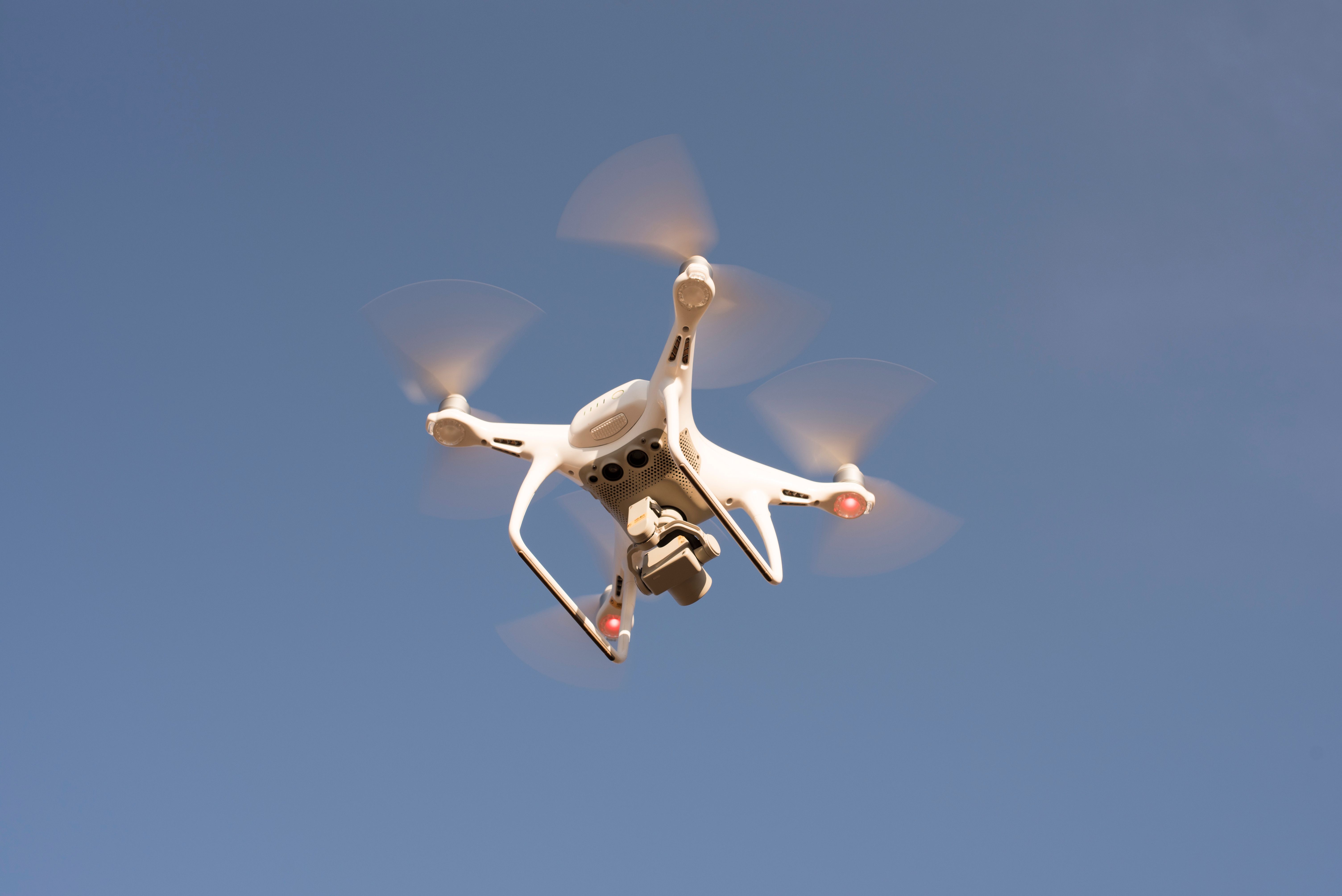 Aerial drone in flight, representative of Meerkat's GPS tracking and early-warning monitoring network.